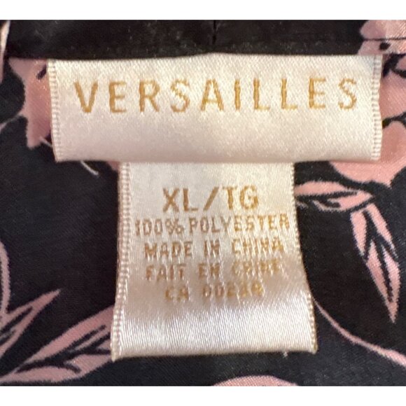 Versailles Robe Floral Satiny Kimono With Belt Womens XL Black Pink - Picture 9 of 9